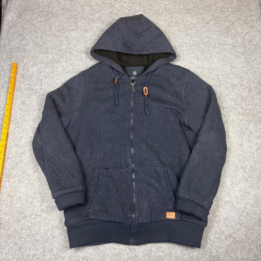 Buffalo David Bitton Mens XXL Sherpa Lined Full Zip Hoodie Navy Blue Marled